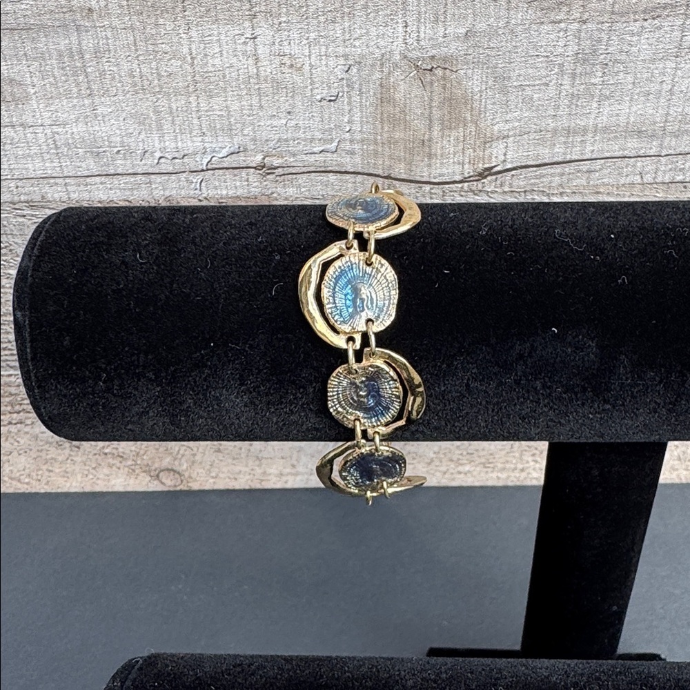 Elegant Gold and Blue Bracelet